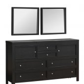 Black Finish Contemporary Six Drawer Dresser