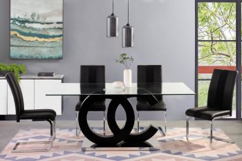 D2207DT Dining Table Black by Global w/D915DC Black Chairs [GFDS-D2207DT-D915DC-BLK]