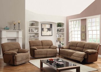 51140 Malvern Motion Sofa Light Brown Fabric by Acme w/Options [AMS-51140 Malvern]