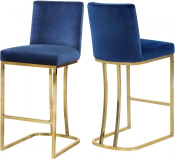 Heidi Counter Stool 777 Set of 2 Navy Velvet Fabric by Meridian [MRDC-777 Heidi Navy]