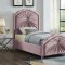 Rosie Upholstered Bed in Pink Velvet Fabric by Meridian