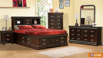 Cherry Finish 3700 Classic Bedroom w/Storage Bed & Options [AEBS-3700]