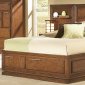 Warm Brown Cherry Finish Platform Bedroom w/Footboard Storages