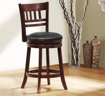 Dark Cherry Set of 2 Edmond Swivel Counter Height Chairs [HEBA-1140E-24S Edmond]