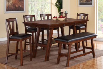 F2273 Dining Set Counter Height 6Pc in Dark Walnut by Poundex [PXDS-F2273]