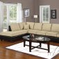 Khaki Fabric & Espresso Vinyl Modern Sectional Sofa w/Options