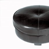 Black Color Round Shape Leather Ottoman