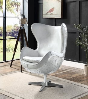 Brancaster AC01991 Accent Chair w/Swivel White Leather by Acme