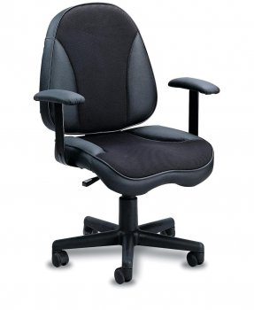 Black Leather and Mesh Fabric Contemporary Task Chair w/Gas Lift [CROC-491-800012]