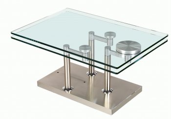 8164 Clear Glass Top Motion Cocktail Table by Chintaly [CYCT-8164]