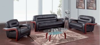 Black Ultra Bonded Leather Modern Sofa & Loveseat Set w/Options [GFS-992-Black]