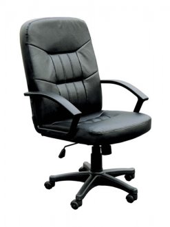 Black Color Faux Leather Contemporary Office Chair