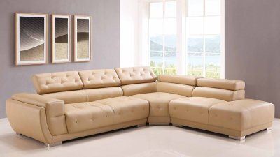 8096 Sectional Sofa in Honey Bonded Leather