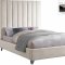 Via Upholstered Bed in Cream Velvet Fabric by Meridian