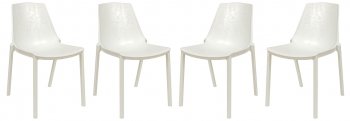 Clover Set of 4 Dining Chairs CL17W in White by LeisureMod [LMDC-CL17W-Clover White]