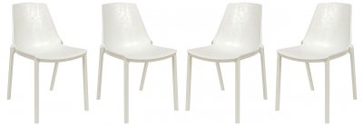 Clover Set of 4 Dining Chairs CL17W in White by LeisureMod