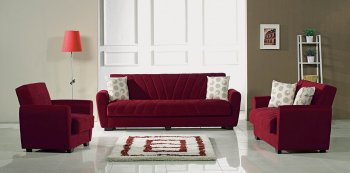 Linden Sofa Bed Convertible in Red Fabric by Empire w/Options [MYSB-Linden]