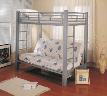 Silver Finish Modern Twin/Futon Metal Bunk Bed [CRKB-276-7399]