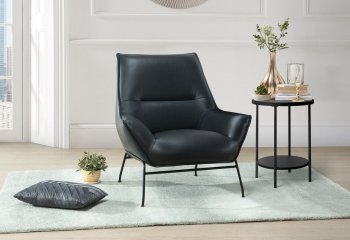 U8943 Accent Chair in Black Leather by Global [GFAC-U8943 Black]