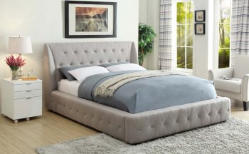 Vienna 5787NGY Upholstered Bed in Grey Fabric by Homelegance [HEB-5857NGY Vienna]