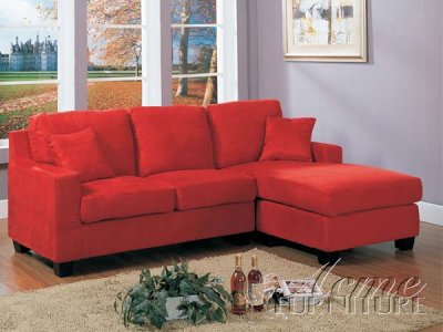 05917 Vogue Red Microfiber Reversible Sectional Sofa by Acme