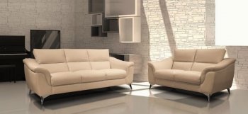 Oliver 522001 Sofa & Loveseat in Taupe Leather by New Spec [NSS-522001 Oliver]