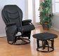 Black Leatherette Cushion Reclining Glider Rocker w/Ottoman