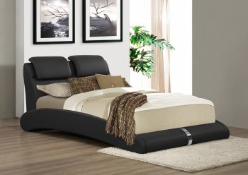 B150 Upholstered Bed in Black Leatherette [EGB-B150]