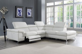 Madison Power Motion Sectional Sofa - White Leather by Whiteline [WLSS-Madison White]