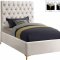 Cruz Bed in Cream Velvet Fabric by Meridian w/Options