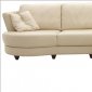 White Sand Leather Modern Sectional Sofa w/Solid Hardwood Feet