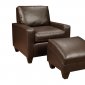 Chocolate Bonded Leather Modern Chair & Ottoman Set