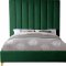 Via Upholstered Bed in Green Velvet Fabric by Meridian