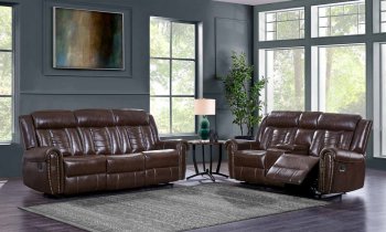 U2101B Motion Sofa Chocolate Bonded Leather by Global w/Options [GFS-U2101B]