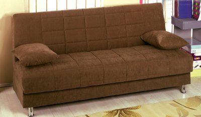 Hamilton Brown Fabric Sofa Bed Convertible w/Storage