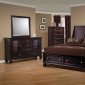 Cappuccino Finish Transitional Bedroom w/Storage Bed & Options