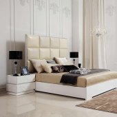 Ariel Bed w/High Leather Headboard by VIG