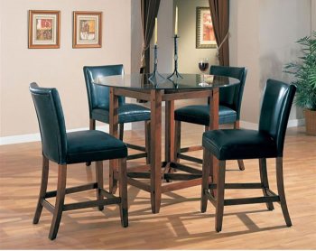 Warm Cherry Finish Modern Dinette with Round Beveled Glass Top [CRDS-79-100356]