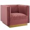 Sanguine Accent Chair in Dusty Rose Velvet by Modway