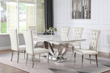 Kerwin Dining Table 111101 White Marble Top - Coaster w/Options [CRDS-111101-111102 Kerwin]