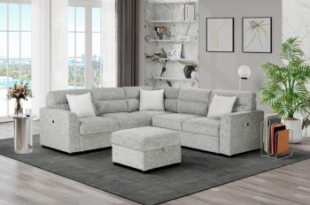 U9401 Sectional Sofa Bed in Nickel by Global w/Optional Ottoman [GFSS-U9401 Nickel]