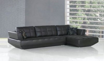 Espresso Leather Upholstery Latest Stylish Sectional Sofa