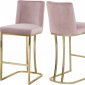 Heidi Counter Stool 777 Set of 2 Pink Velvet Fabric by Meridian