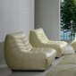 Beige Chic Leather Modern Contemporary 3PC Living Room Set