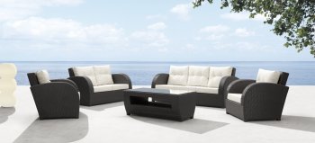 Black & White Modern 5pc Outdoor Patio Sofa Set w/Coffee Table [ZOUT-Cumberland-701301]