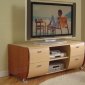 Cherry & Beech Two-Tone High Gloss Finish Modern TV Stand