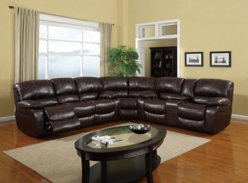 U8122 3pc Reclining Sectional Sofa in Burgundy Bonded Leather [GFSS-U8122 Burgundy]