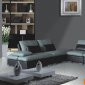 Grey & Chocolate Bonded Leather Modern 8060 Sectional Sofa