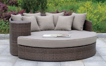 Calio Outdoor Patio Sofa & Ottoman Set CM-OS1844BR in Brown [FAOUT-CM-OS1844BR-Calio]