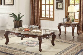 Shalisa Coffee Table 81050 in Walnut & Marble by Acme w/Options [AMCT-81050-Shalisa]